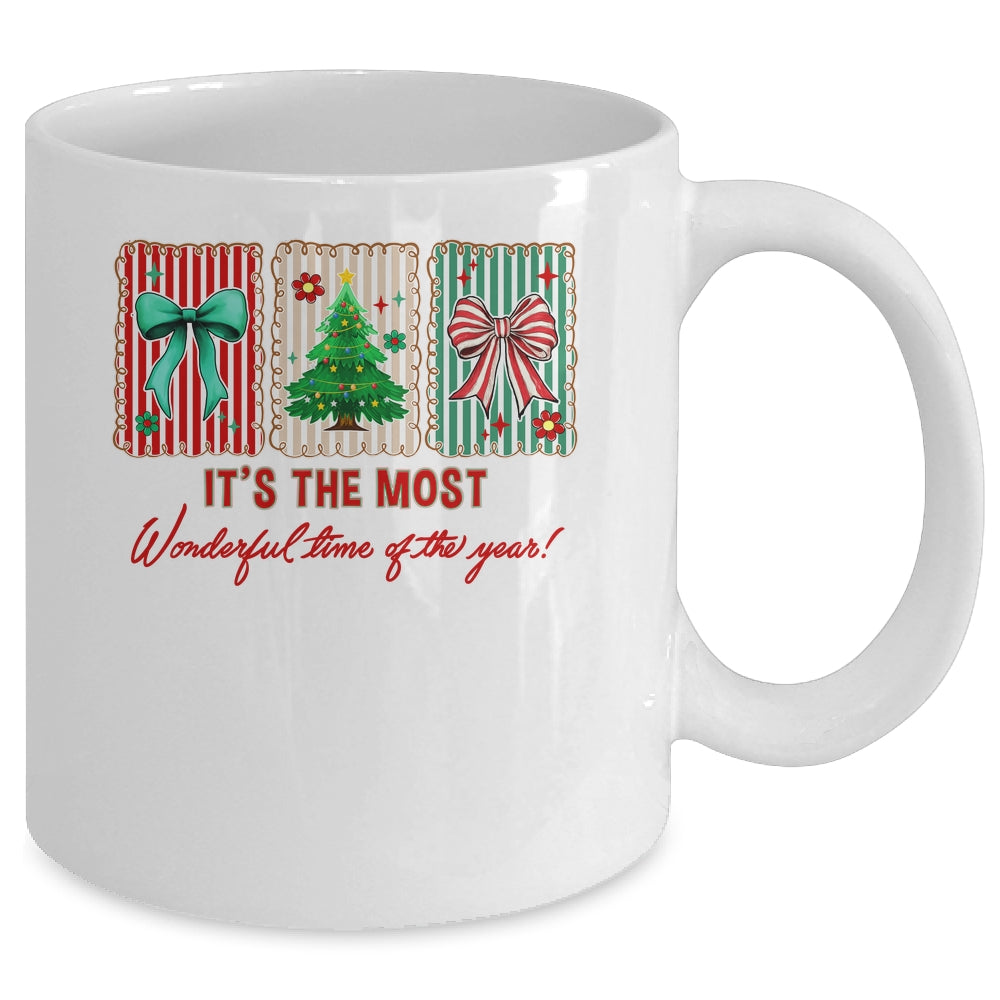 It's The Most Wonderful Time Preppy Coquette Christmas Retro Mug | siriusteestore