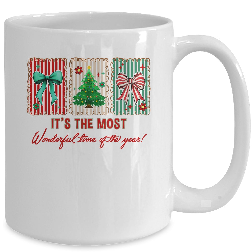 It's The Most Wonderful Time Preppy Coquette Christmas Retro Mug | siriusteestore