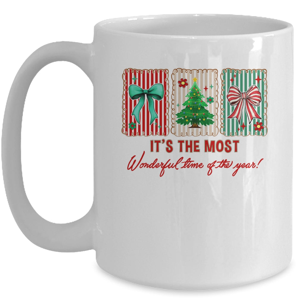 It's The Most Wonderful Time Preppy Coquette Christmas Retro Mug | siriusteestore