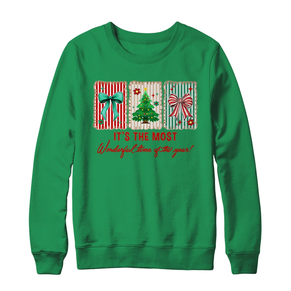 It's The Most Wonderful Time Preppy Coquette Christmas Retro Shirt & Sweatshirt | siriusteestore