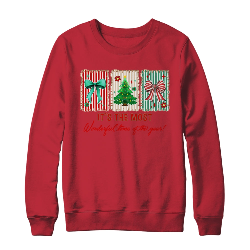 It's The Most Wonderful Time Preppy Coquette Christmas Retro Shirt & Sweatshirt | siriusteestore