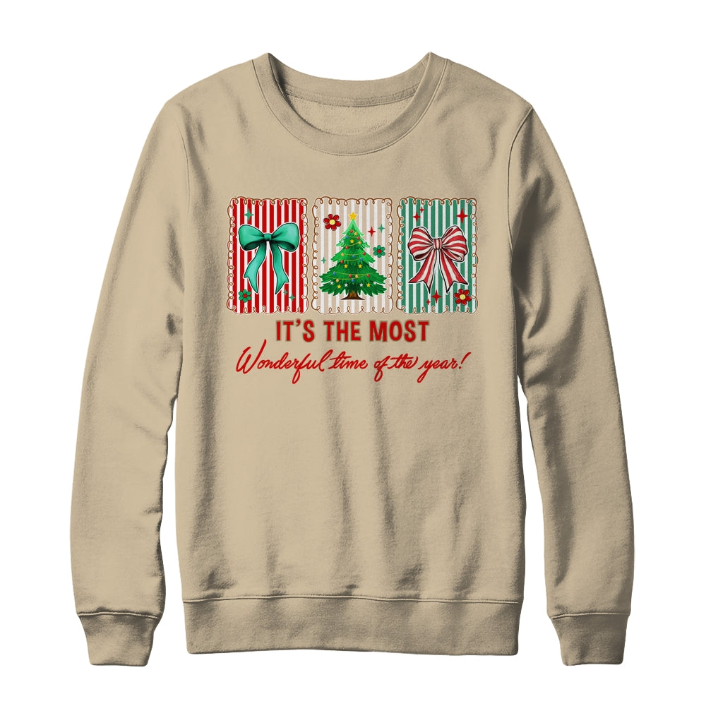 It's The Most Wonderful Time Preppy Coquette Christmas Retro Shirt & Sweatshirt | siriusteestore