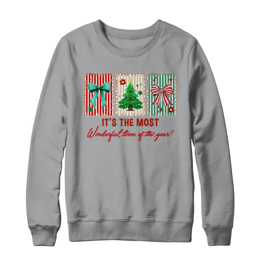 It's The Most Wonderful Time Preppy Coquette Christmas Retro Shirt & Sweatshirt | siriusteestore