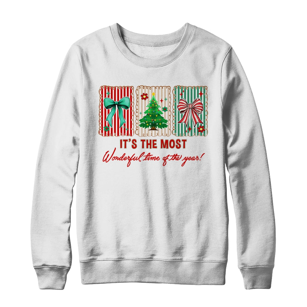 It's The Most Wonderful Time Preppy Coquette Christmas Retro Shirt & Sweatshirt | siriusteestore
