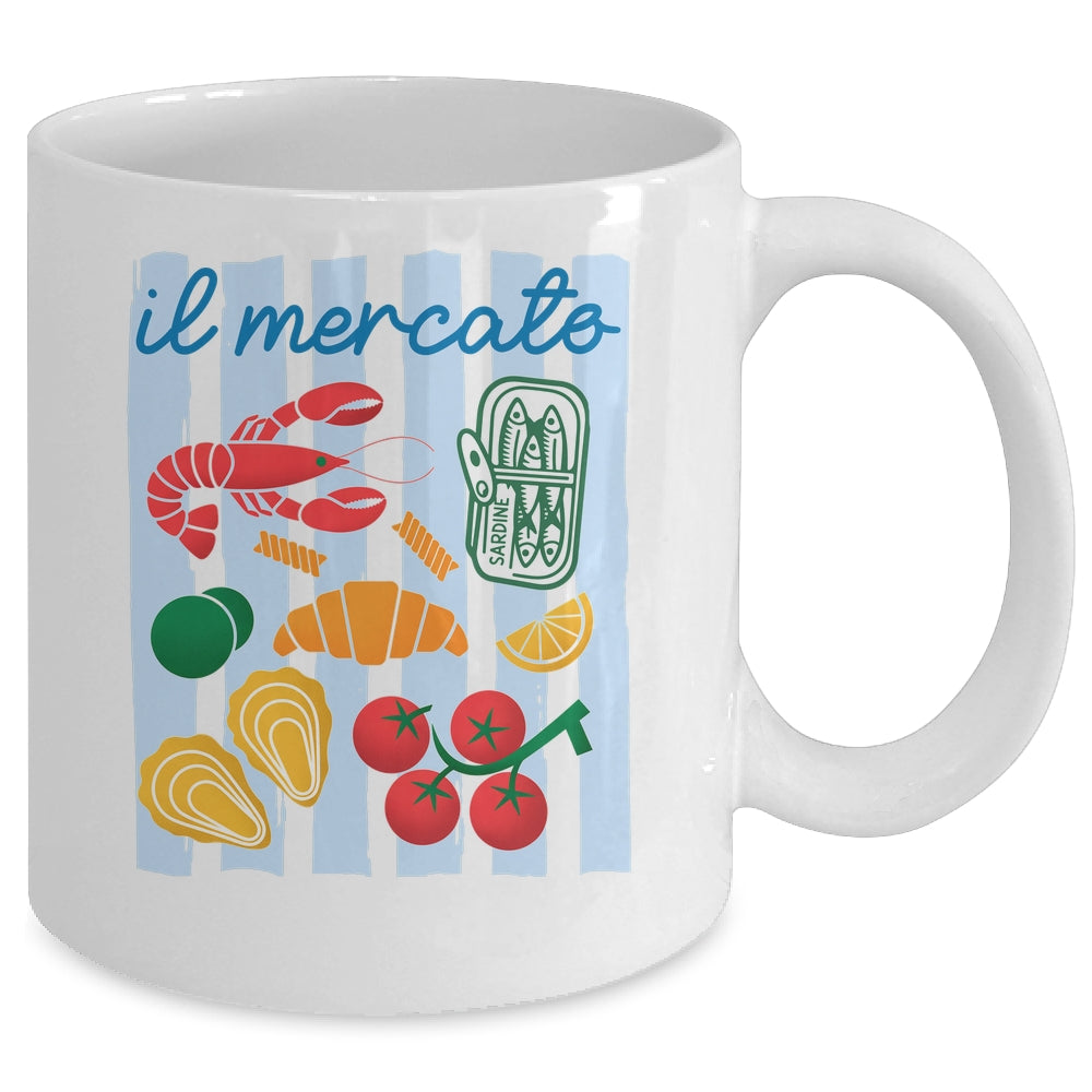 Italian Market Sardines Tinned Fish Coast Tomato Girl Summer Mug | siriusteestore
