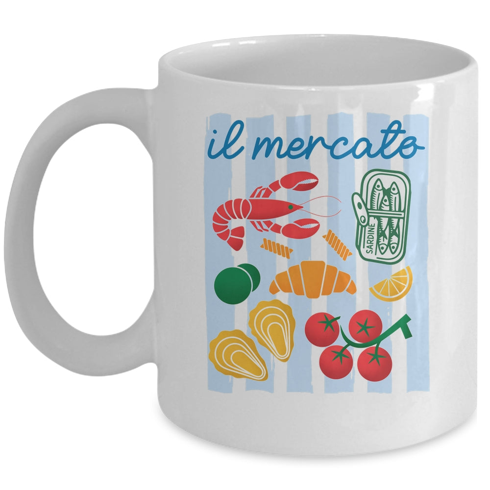 Italian Market Sardines Tinned Fish Coast Tomato Girl Summer Mug | siriusteestore