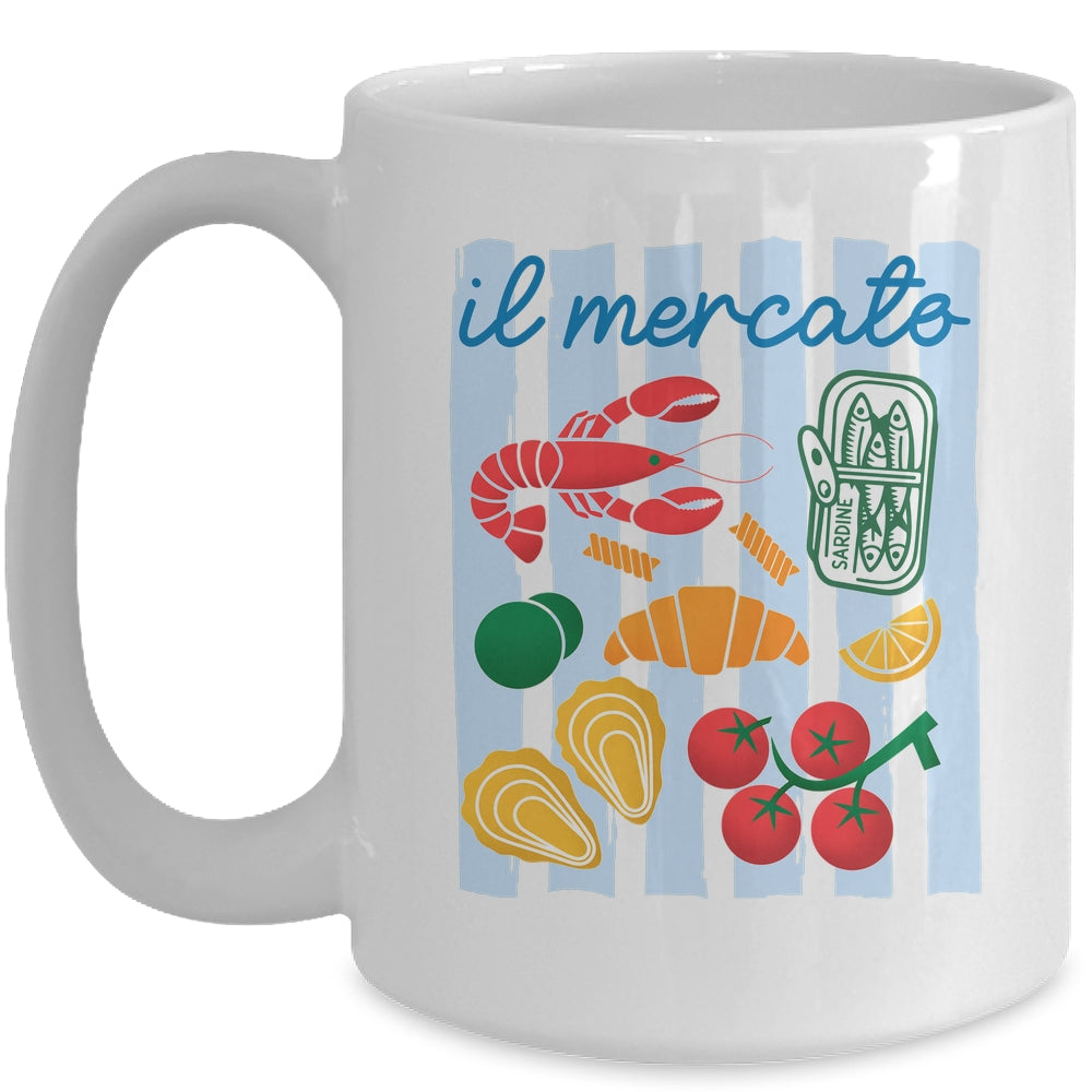 Italian Market Sardines Tinned Fish Coast Tomato Girl Summer Mug | siriusteestore