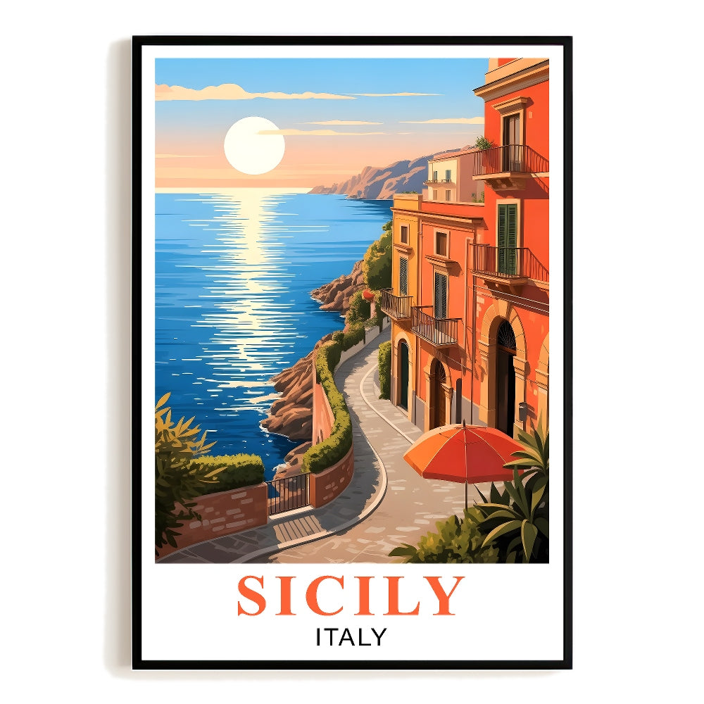 Italy Sicily Vintage Travel Poster Nature City Wall Art Landscape Picture Prints Suitable For Home Room Living Room Office Bedroom Aesthetic Decor Unframed | siriusteestore