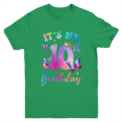Its My 10th Birthday Girls Butterfly Theme Party 10 Year Old Youth Shirt | siriusteestore