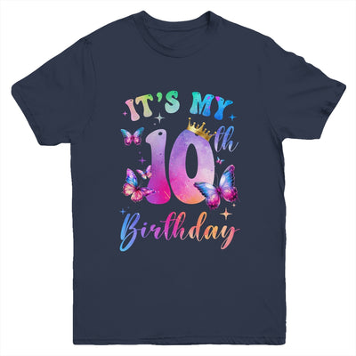 Its My 10th Birthday Girls Butterfly Theme Party 10 Year Old Youth Shirt | siriusteestore