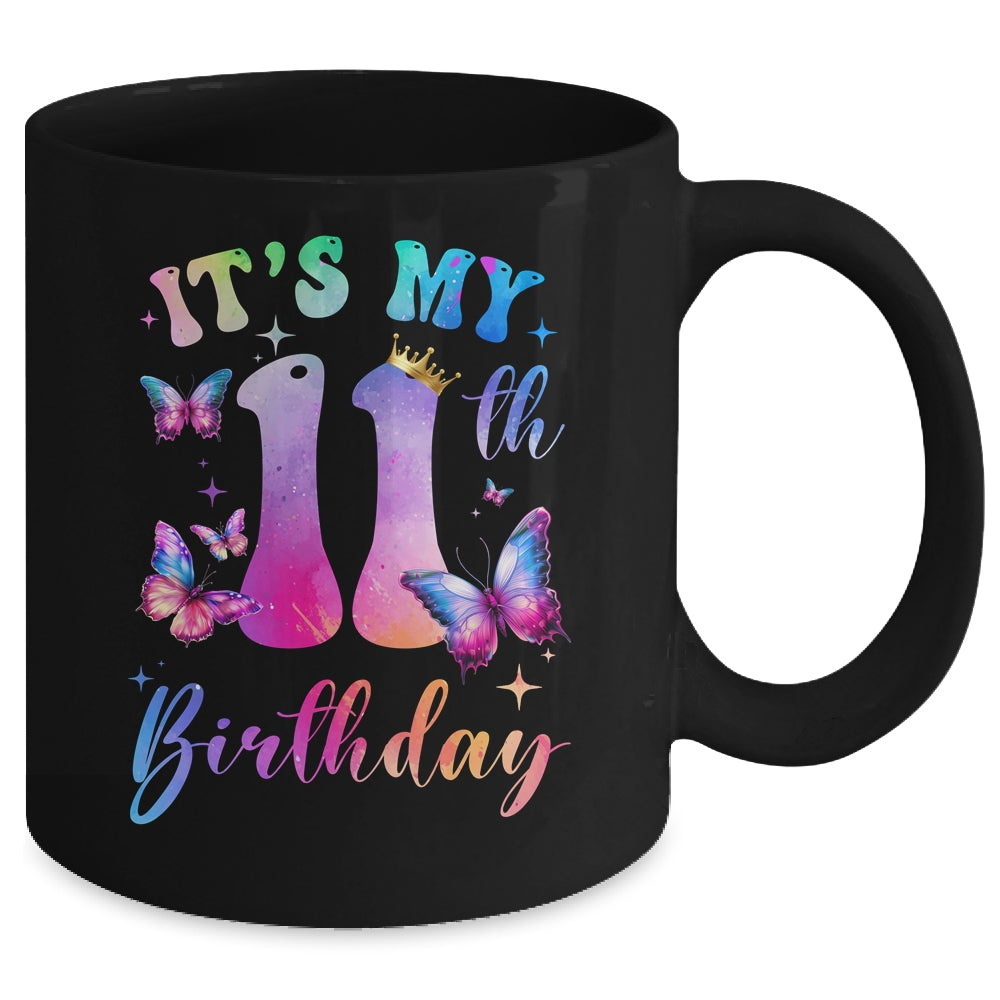 Its My 11th Birthday Girls Butterfly Theme Party 11 Year Old Mug | siriusteestore
