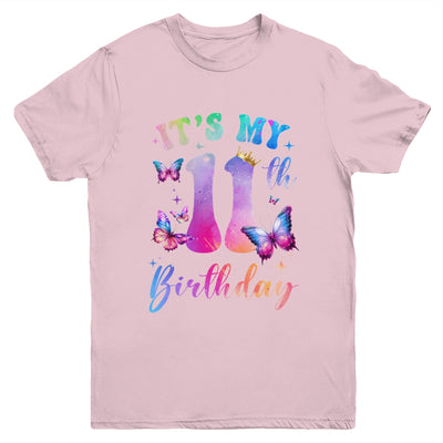 Its My 11th Birthday Girls Butterfly Theme Party 11 Year Old Youth Shirt | siriusteestore