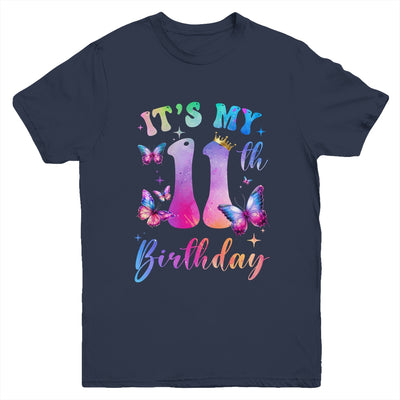 Its My 11th Birthday Girls Butterfly Theme Party 11 Year Old Youth Shirt | siriusteestore