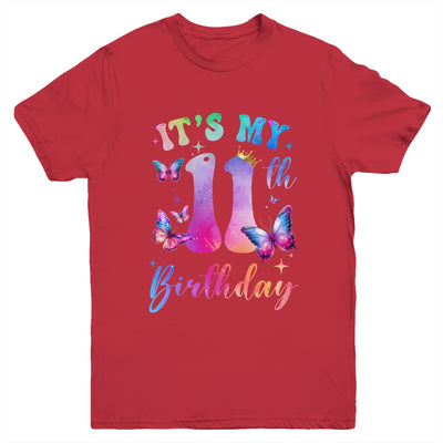 Its My 11th Birthday Girls Butterfly Theme Party 11 Year Old Youth Shirt | siriusteestore