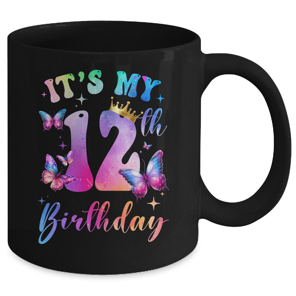 Its My 12th Birthday Girls Butterfly Theme Party 12 Year Old Mug | siriusteestore