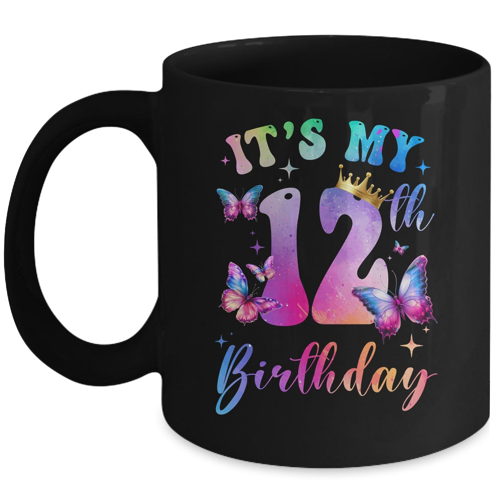 Its My 12th Birthday Girls Butterfly Theme Party 12 Year Old Mug | siriusteestore