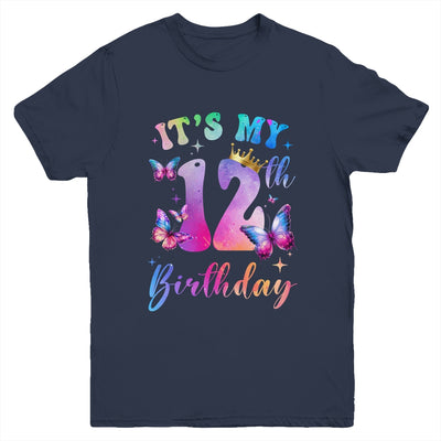 Its My 12th Birthday Girls Butterfly Theme Party 12 Year Old Youth Shirt | siriusteestore