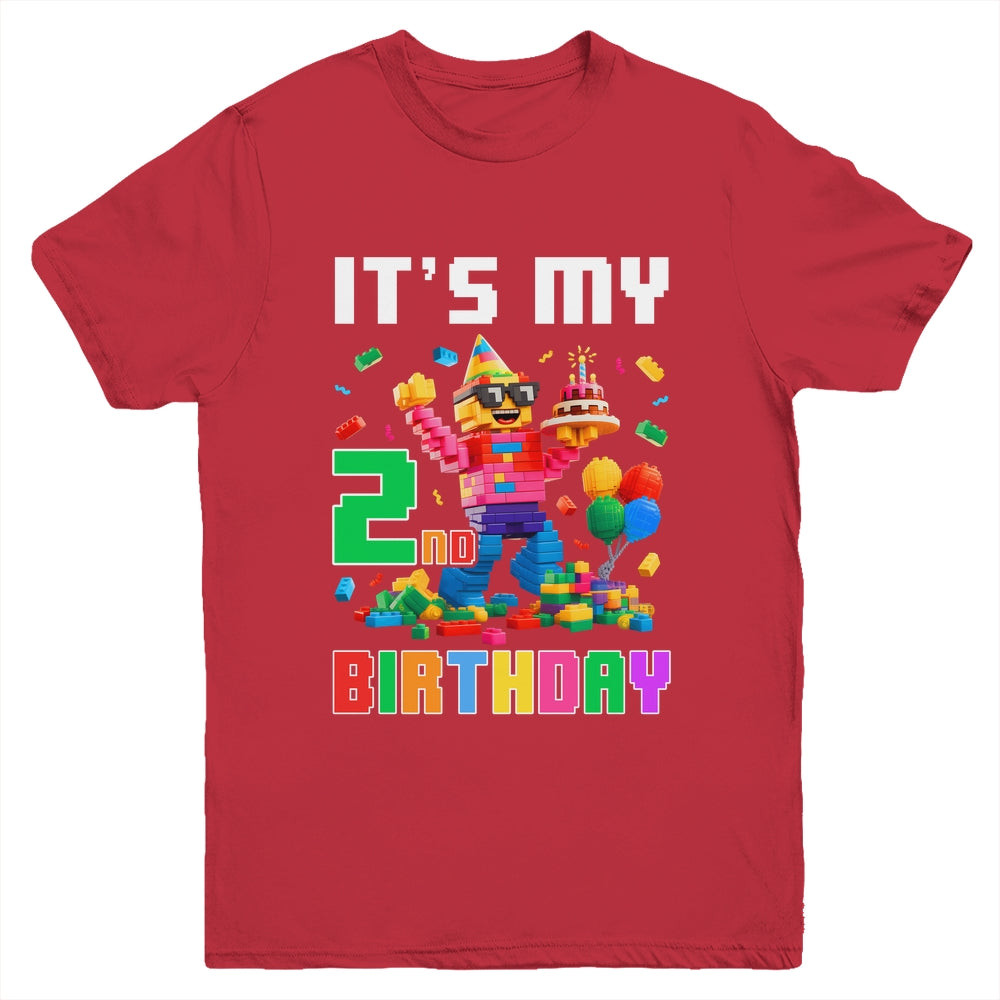 Its My 2nd Two Birthday Building Brick 2 Two Old Boys Youth Shirt | siriusteestore