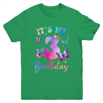 Its My 3rd Birthday Girls Butterfly Theme Party 3 Year Old Youth Shirt | siriusteestore