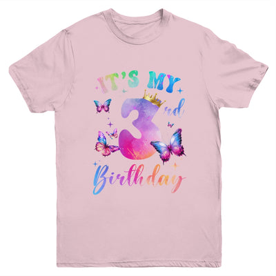 Its My 3rd Birthday Girls Butterfly Theme Party 3 Year Old Youth Shirt | siriusteestore