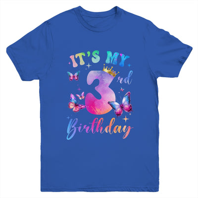 Its My 3rd Birthday Girls Butterfly Theme Party 3 Year Old Youth Shirt | siriusteestore