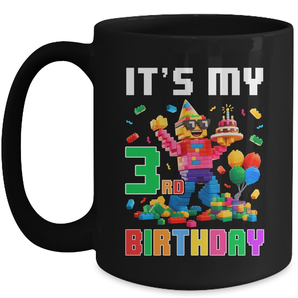 Its My 3rd Three Birthday Building Brick 3 Three Old Boys Mug | siriusteestore