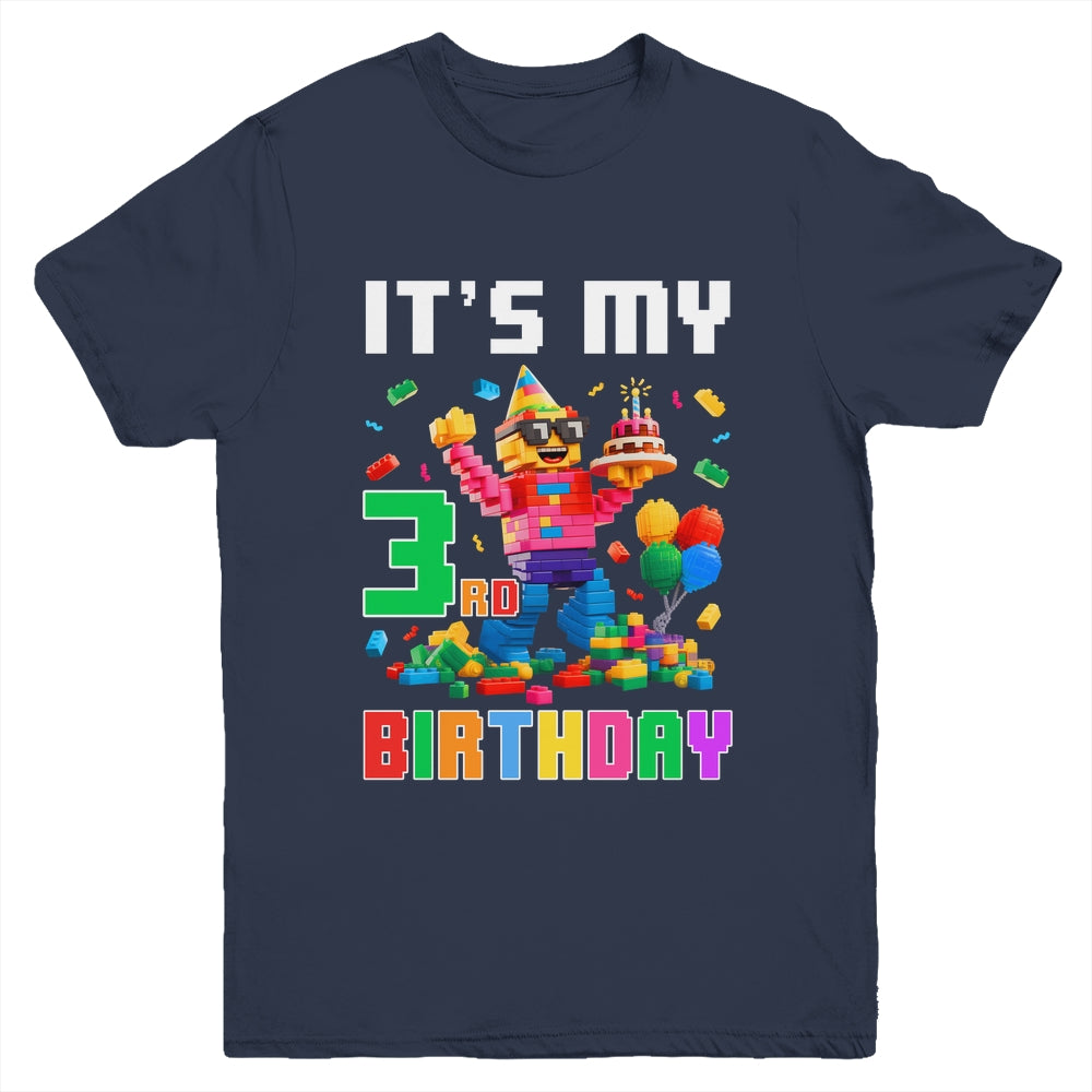Its My 3rd Three Birthday Building Brick 3 Three Old Boys Youth Shirt | siriusteestore