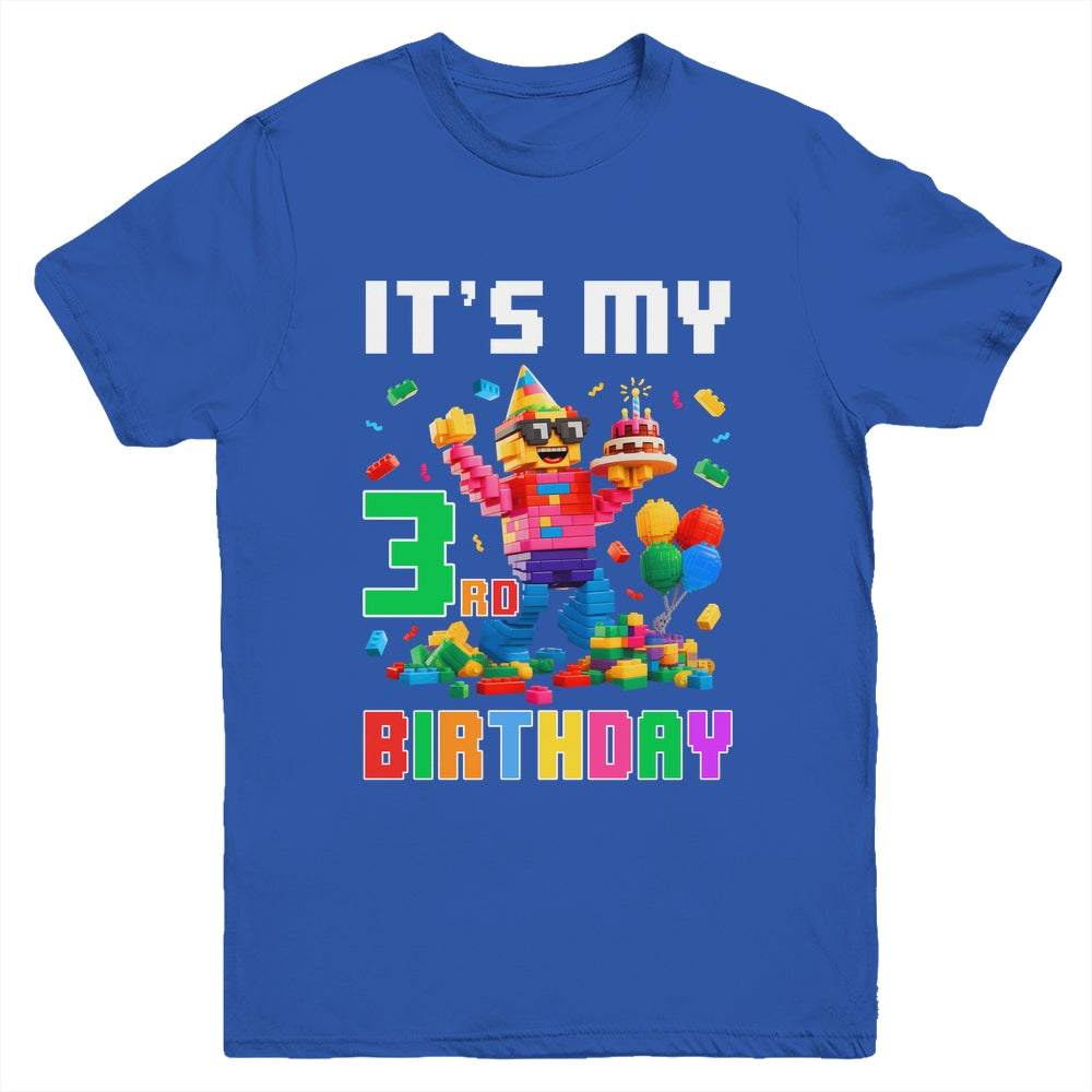 Its My 3rd Three Birthday Building Brick 3 Three Old Boys Youth Shirt | siriusteestore