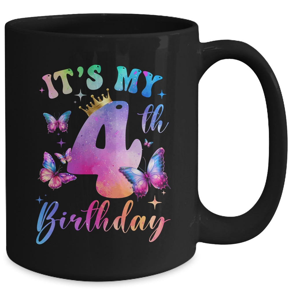 Its My 4th Birthday Girls Butterfly Theme Party 4 Year Old Mug | siriusteestore