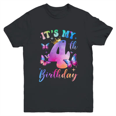 Its My 4th Birthday Girls Butterfly Theme Party 4 Year Old Youth Shirt | siriusteestore