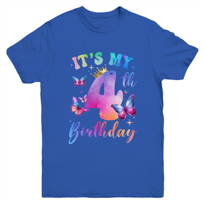 Its My 4th Birthday Girls Butterfly Theme Party 4 Year Old Youth Shirt | siriusteestore