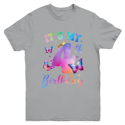 Its My 4th Birthday Girls Butterfly Theme Party 4 Year Old Youth Shirt | siriusteestore