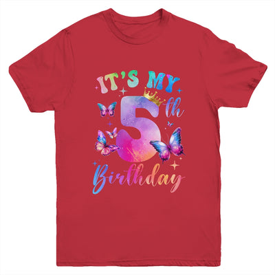 Its My 5th Birthday Girls Butterfly Theme Party 5 Year Old Youth Shirt | siriusteestore