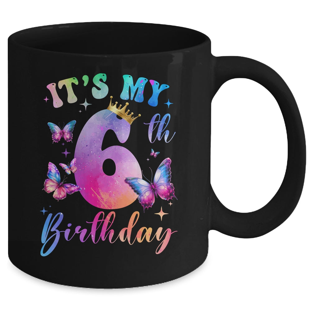 Its My 6th Birthday Girls Butterfly Theme Party 6 Year Old Mug | siriusteestore