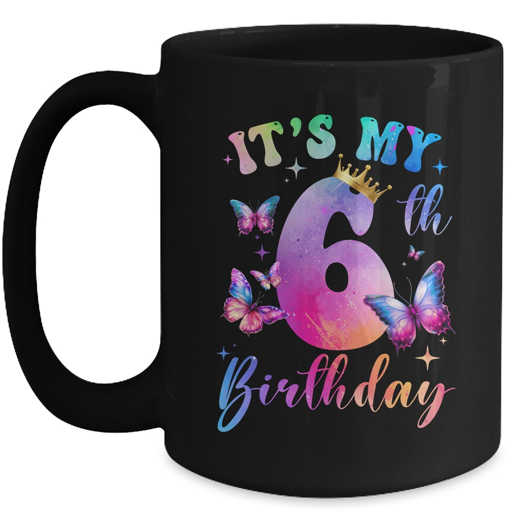 Its My 6th Birthday Girls Butterfly Theme Party 6 Year Old Mug | siriusteestore