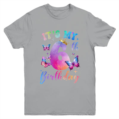 Its My 6th Birthday Girls Butterfly Theme Party 6 Year Old Youth Shirt | siriusteestore