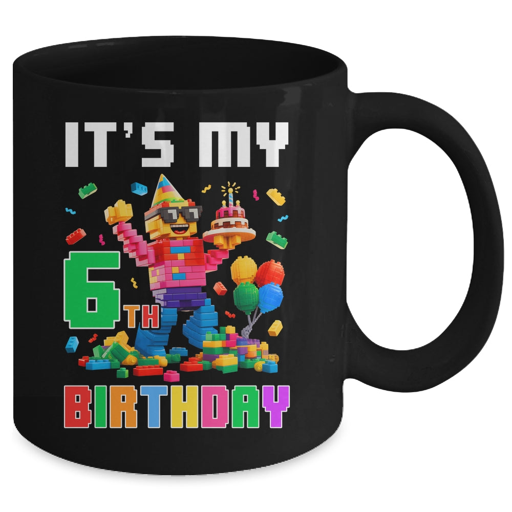 Its My 6th Six Birthday Building Brick 6 Six Old Boys Mug | siriusteestore