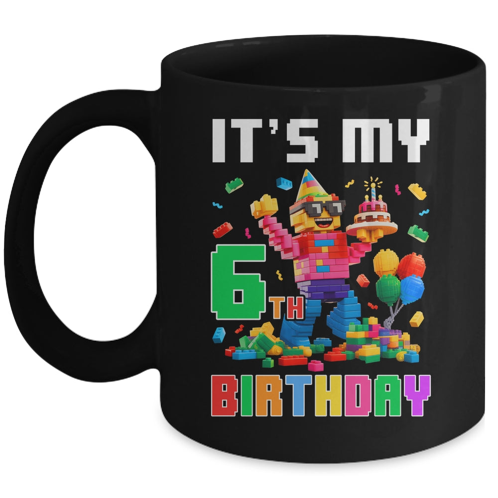 Its My 6th Six Birthday Building Brick 6 Six Old Boys Mug | siriusteestore