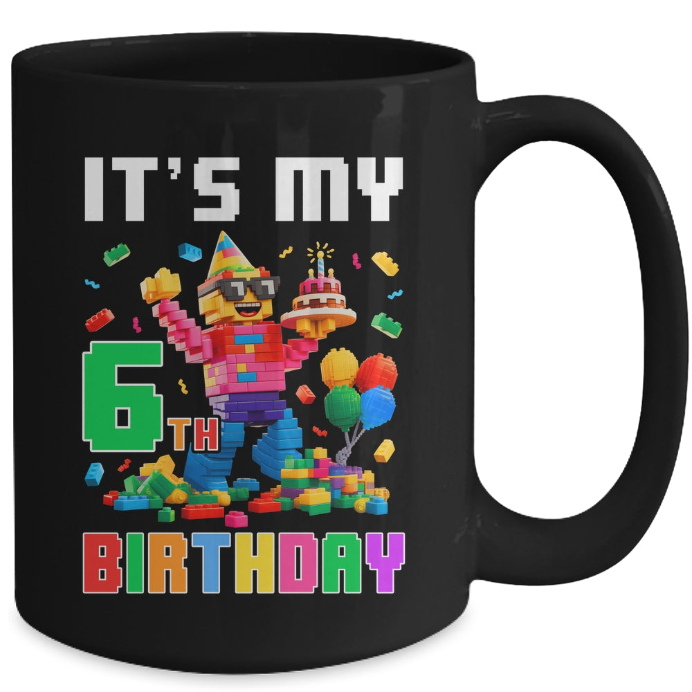Its My 6th Six Birthday Building Brick 6 Six Old Boys Mug | siriusteestore
