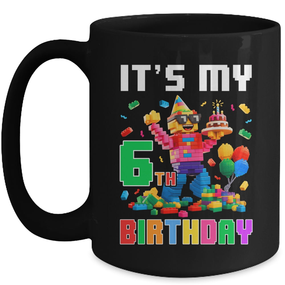 Its My 6th Six Birthday Building Brick 6 Six Old Boys Mug | siriusteestore