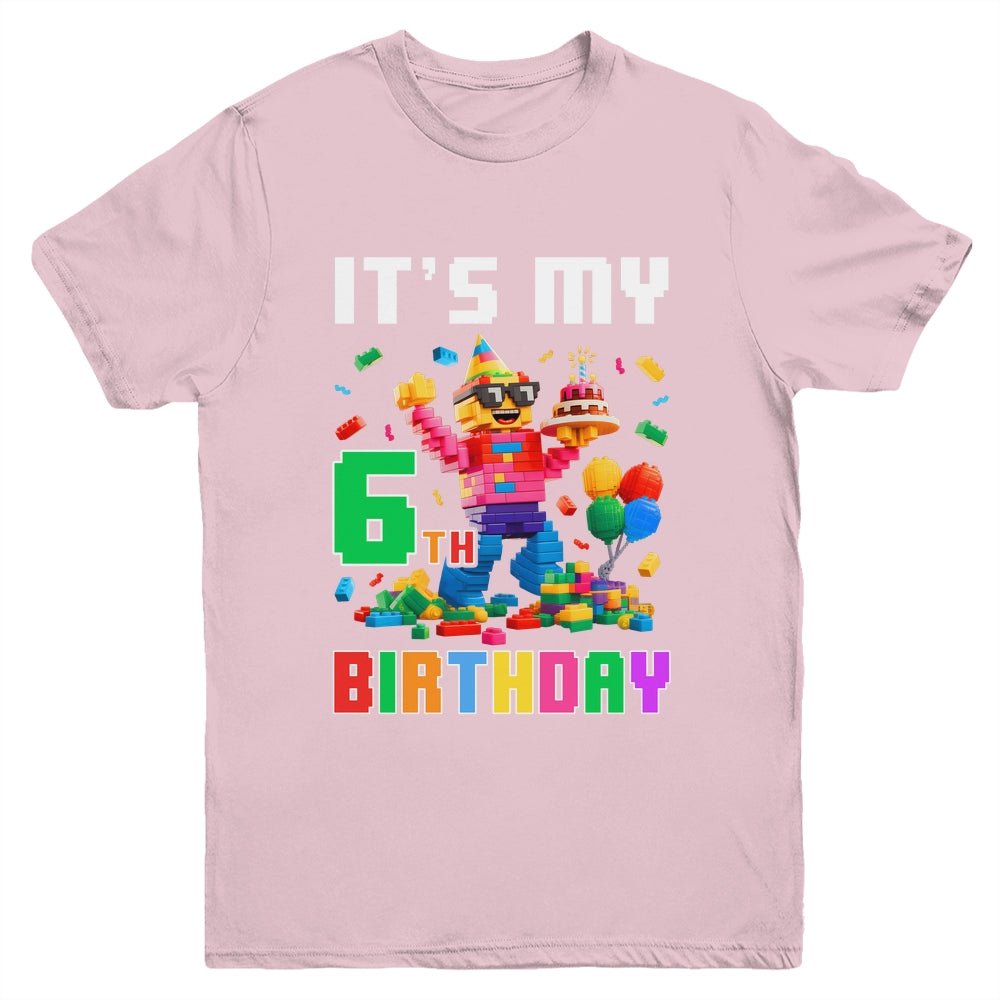 Its My 6th Six Birthday Building Brick 6 Six Old Boys Youth Shirt | siriusteestore