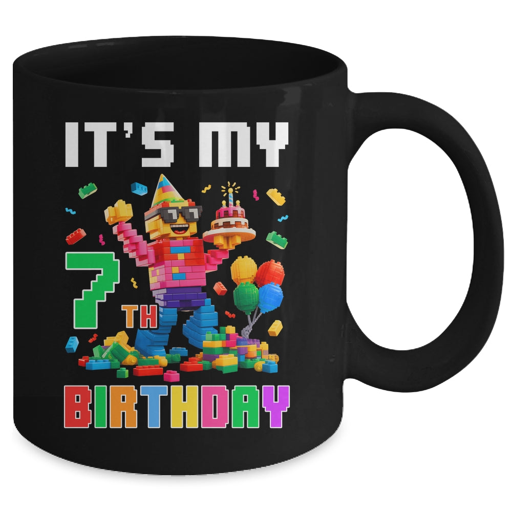 Its My 7th Seven Birthday Building Brick 7 Seven Old Boys Mug | siriusteestore