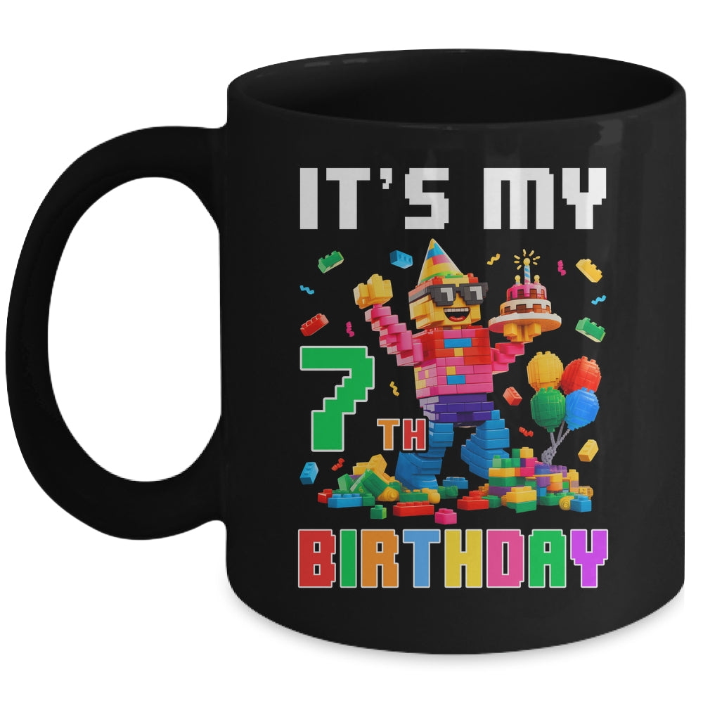 Its My 7th Seven Birthday Building Brick 7 Seven Old Boys Mug | siriusteestore