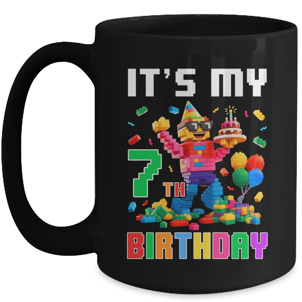 Its My 7th Seven Birthday Building Brick 7 Seven Old Boys Mug | siriusteestore