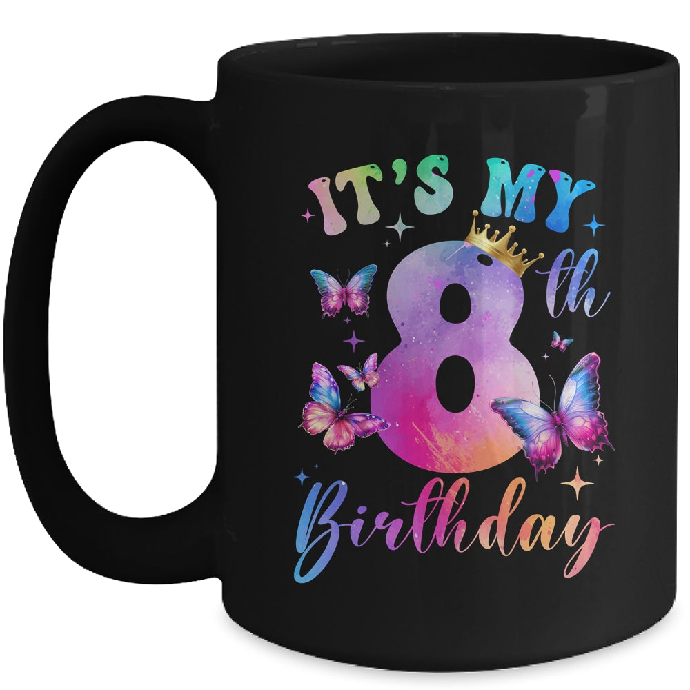 Its My 8th Birthday Girls Butterfly Theme Party 8 Year Old Mug | siriusteestore