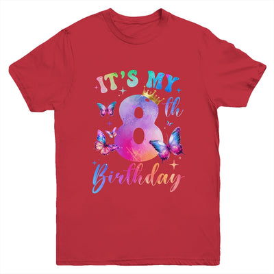 Its My 8th Birthday Girls Butterfly Theme Party 8 Year Old Youth Shirt | siriusteestore