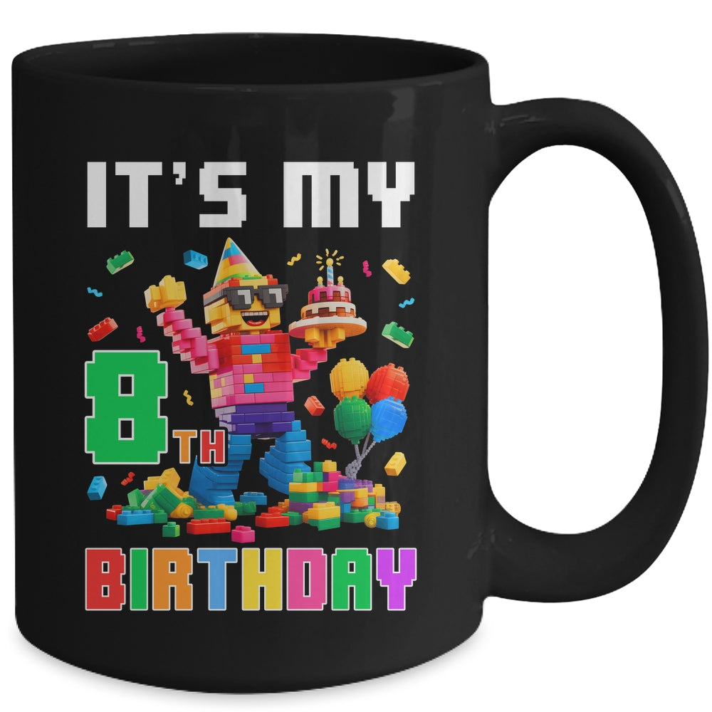 Its My 8th Eight Birthday Building Brick 8 Eight Old Boys Mug | siriusteestore