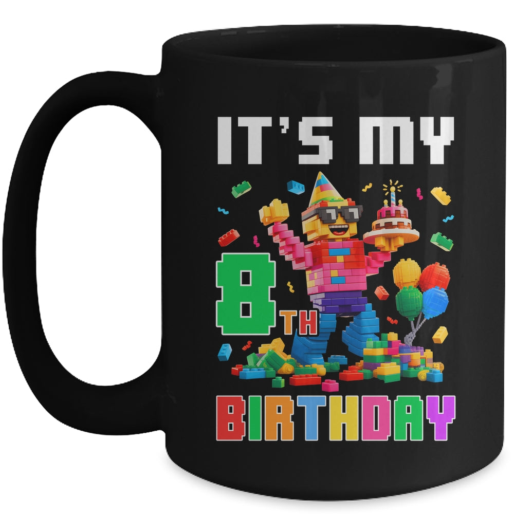 Its My 8th Eight Birthday Building Brick 8 Eight Old Boys Mug | siriusteestore