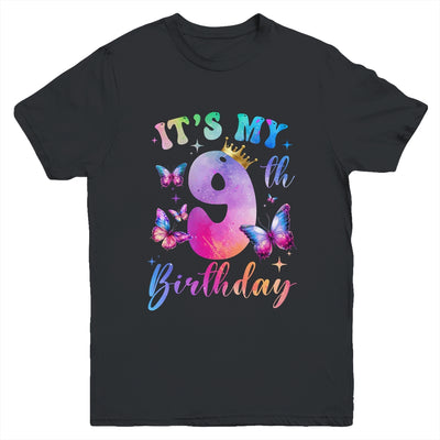 Its My 9th Birthday Girls Butterfly Theme Party 9 Year Old Youth Shirt | siriusteestore