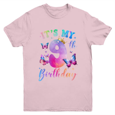 Its My 9th Birthday Girls Butterfly Theme Party 9 Year Old Youth Shirt | siriusteestore